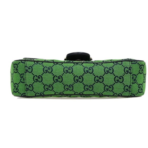 GUCCI GG Pattern Marmont Chain Shoulder Bag Canvas Leather Green SHW - Picture 5 of 16